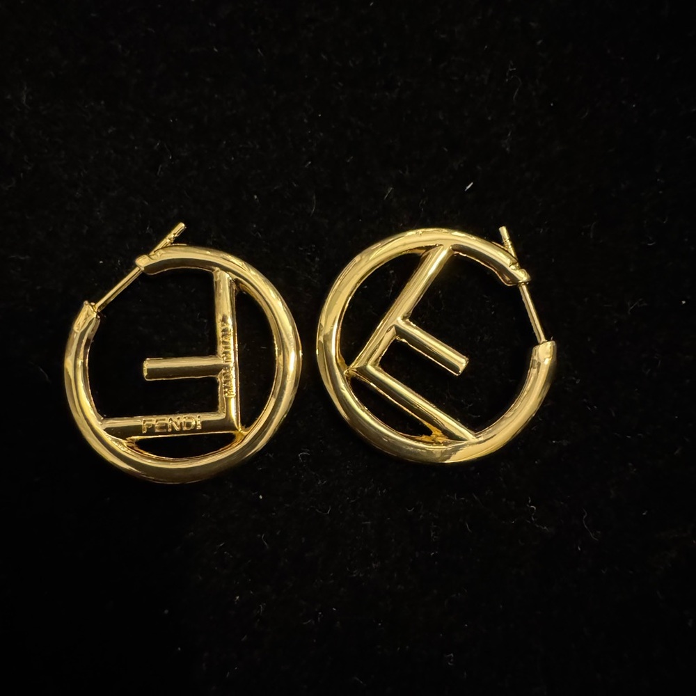 Fendi FF Elegant Gold Hoop Earrings - Picture 3 of 5